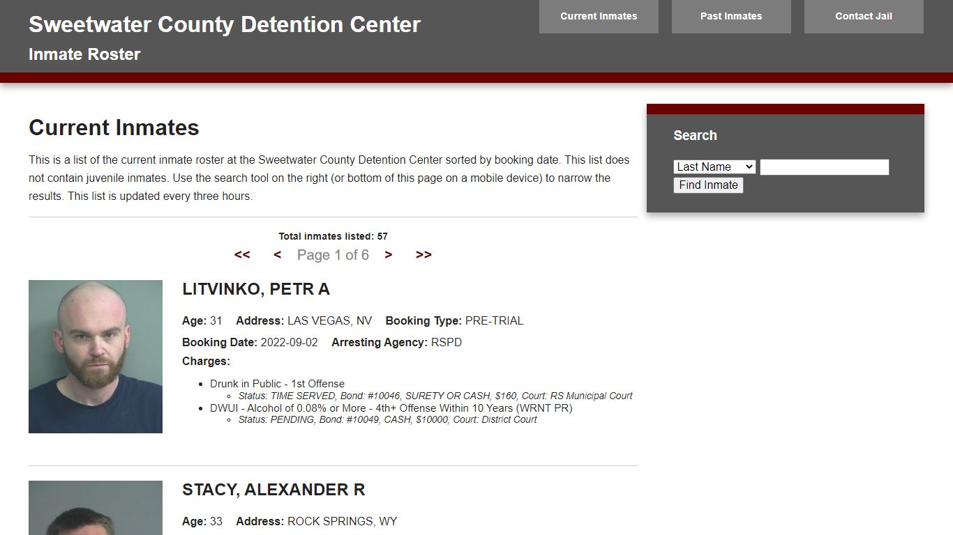 Jail Roster - sweetwater911.org